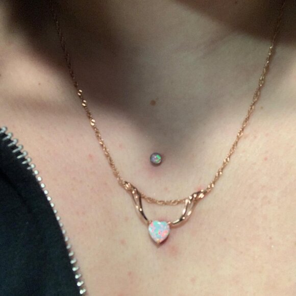 Neiman Marcus 18K Rose Gold Plated Opal Guardian Angel Necklace - Picture 2 of 4